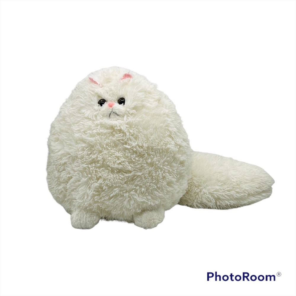 Winsterch White Fat Cat Plush Toy Soft Furry Fluffy Large Stuffed Animal 12”